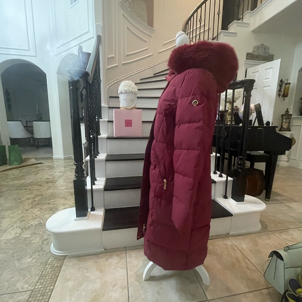 Kate Spade New York Long Parka With Faux Fur Trim Puffer Coat Jacket - Picture 9 of 16